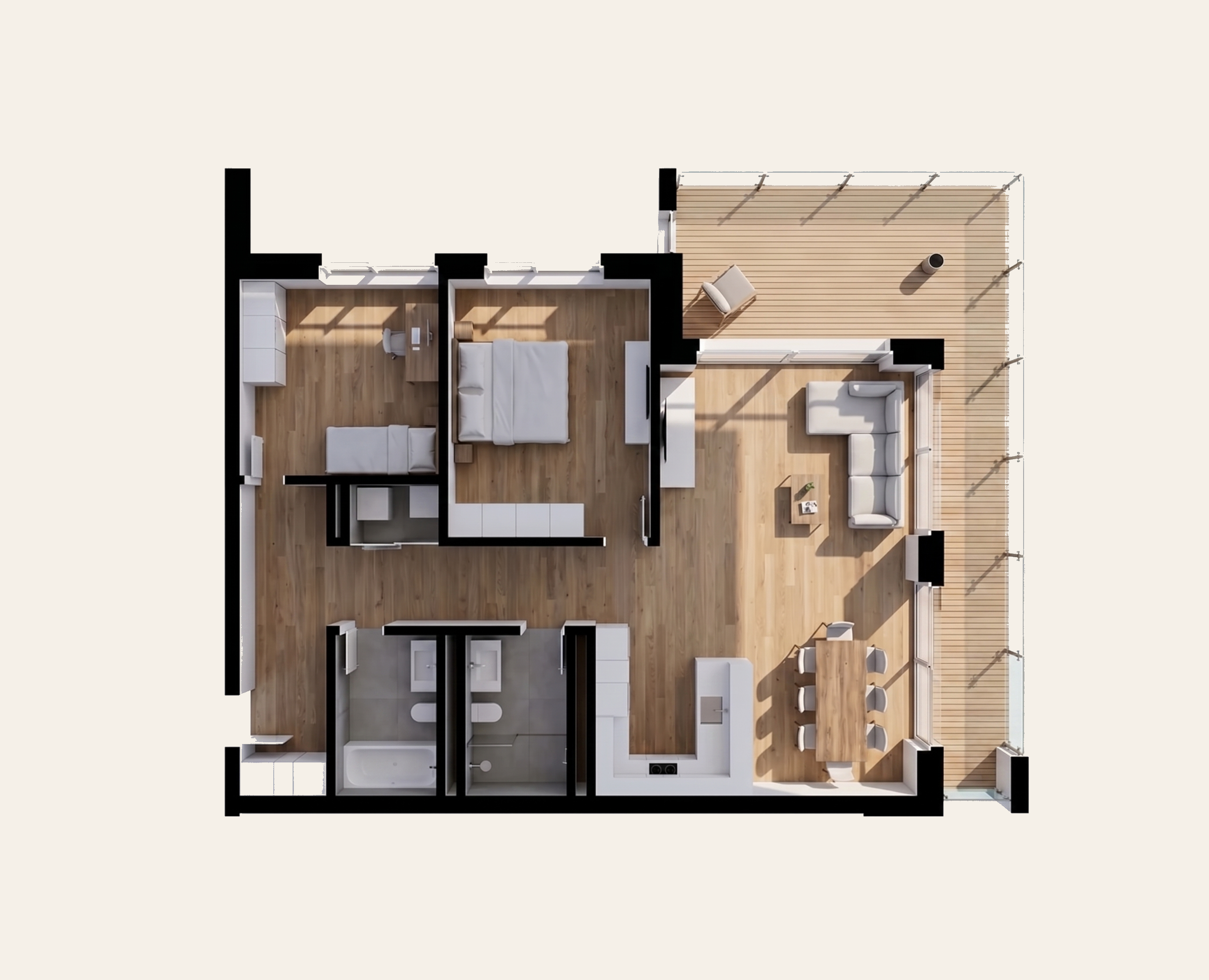 Wohnung 3.4 — Realistische Visualisierung