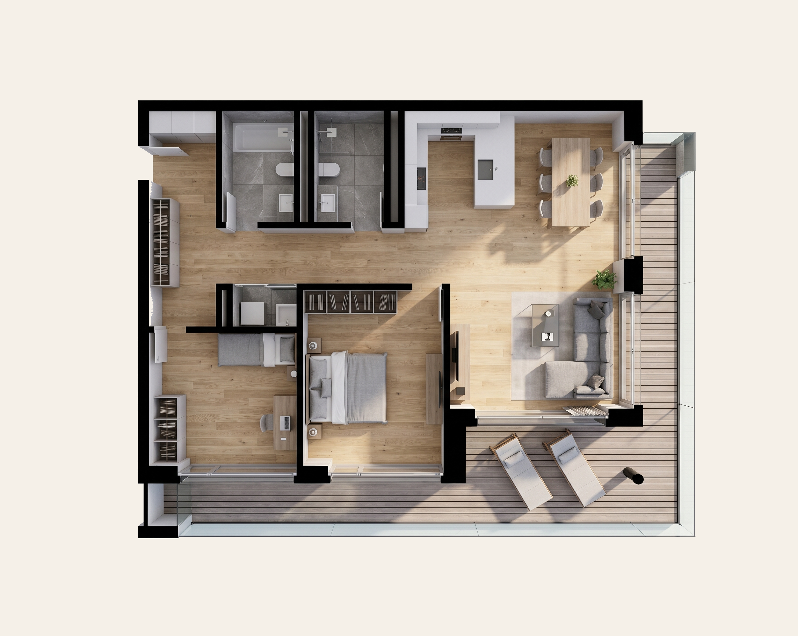 Wohnung 1.2 — Realistische Visualisierung
