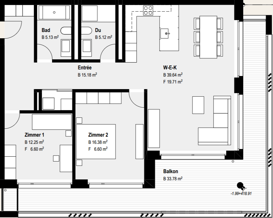 Wohnung 1.2 — 3.5 Zimmer Nord-Ost · Floor Plan