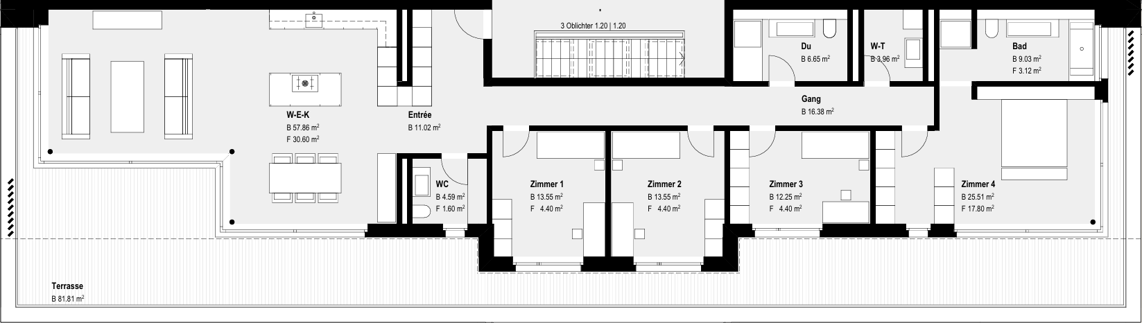 Attika 4.3 — 5.5 Zimmer DG · Floor Plan