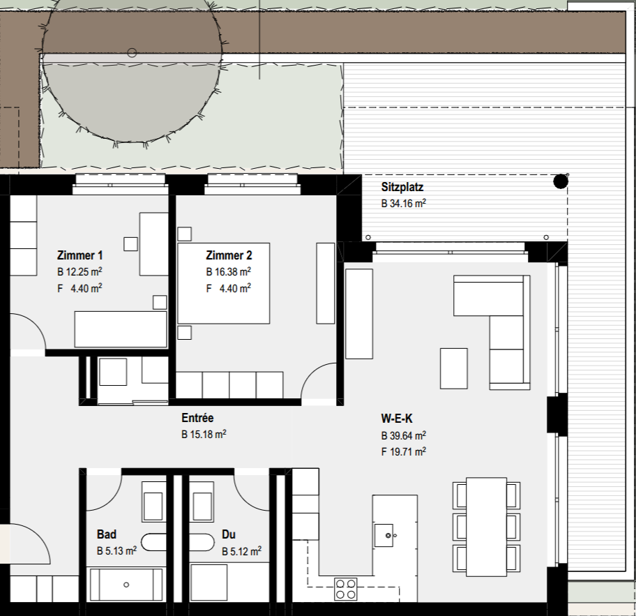 Wohnung 2.4 — 3.5 Zimmer Nord-West · Floor Plan