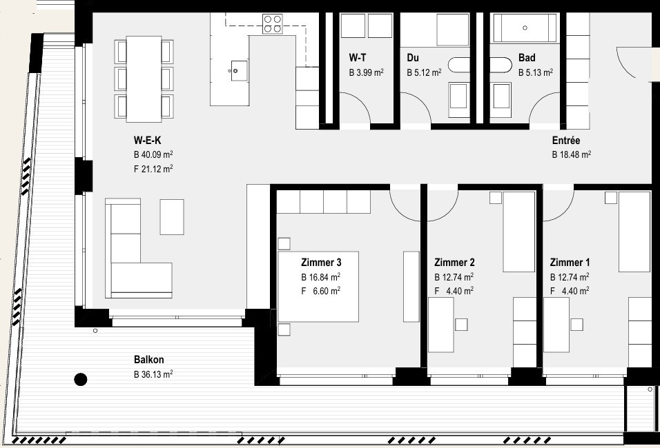 Wohnung 3.1 — 4.5 Zimmer Süd-Ost · Floor Plan